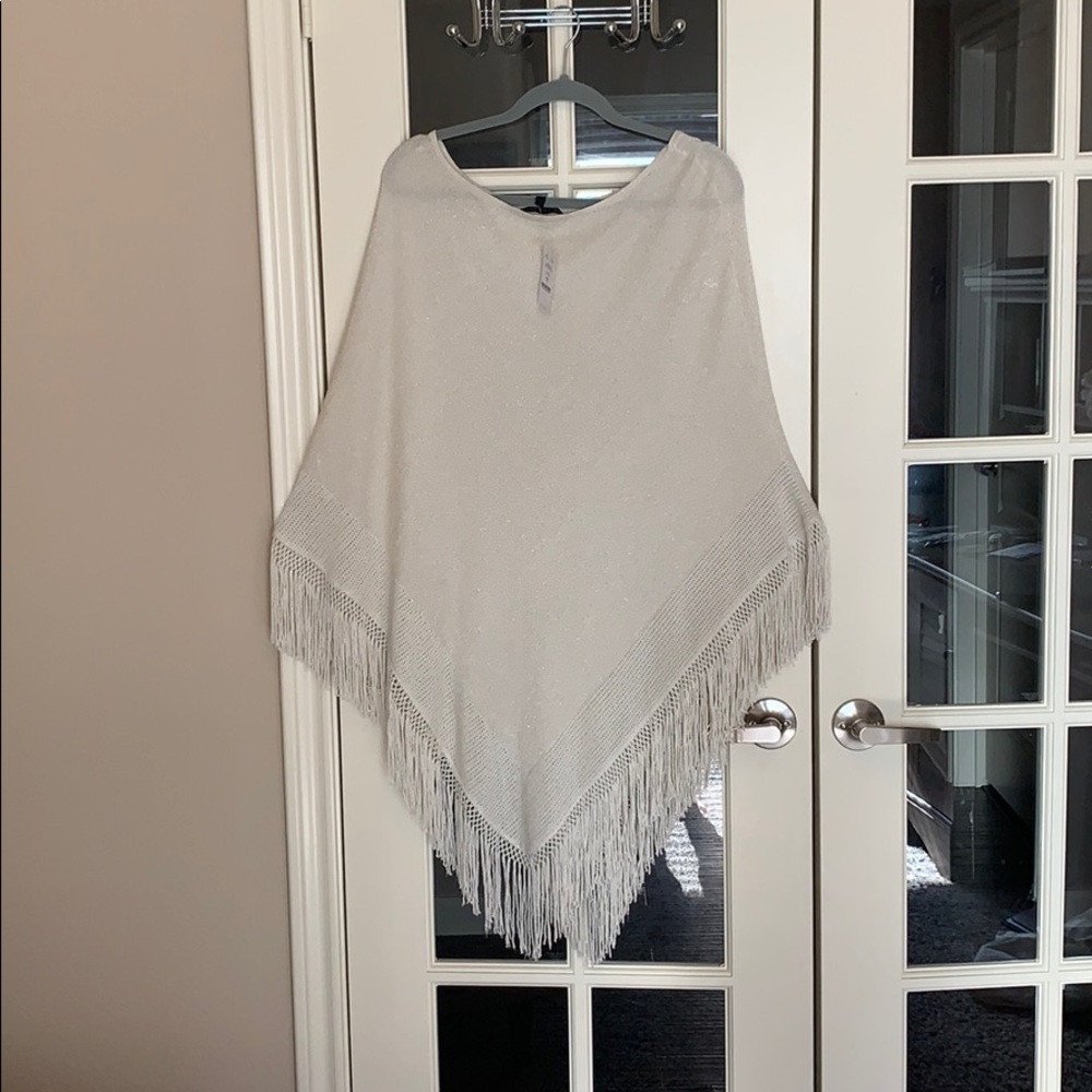Shimmer fringe poncho